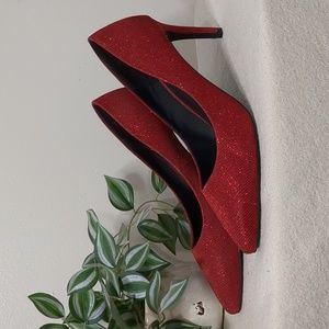 Red Sparkly Glitter H&M Holiday Tinsel Heels